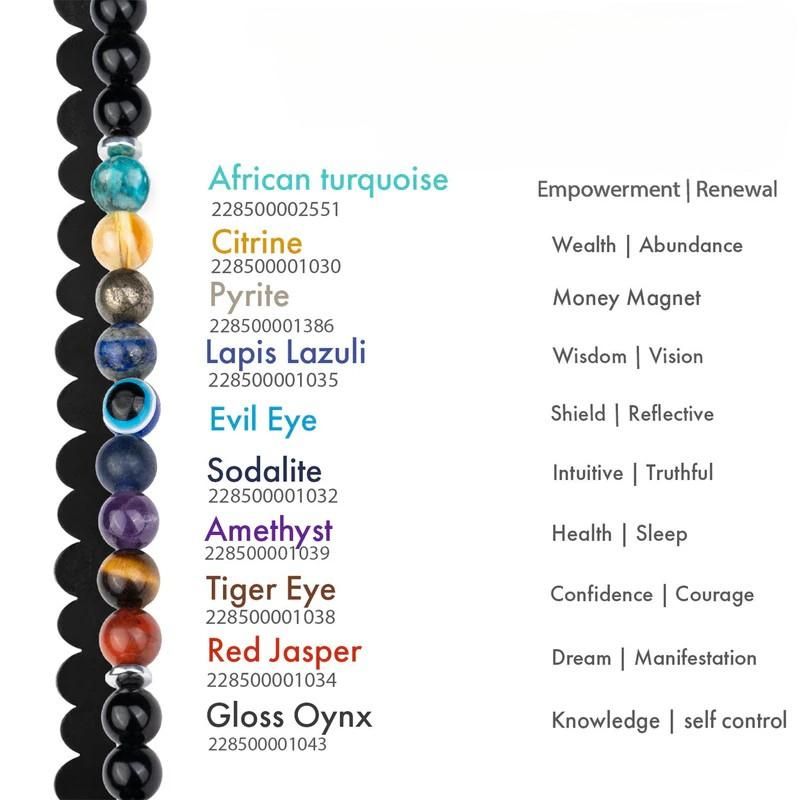 Natural Stone Energy Bracelet with 9 Chakra Beads | Unisex Stretchable Fit