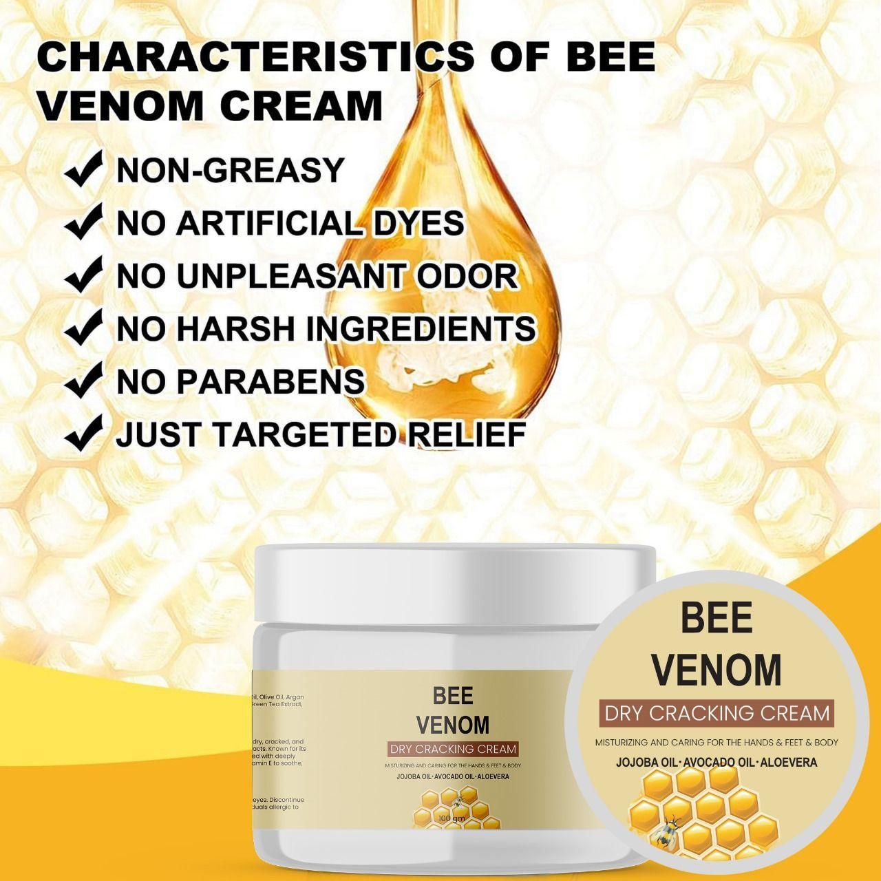 Bee Venom Dry Cracking Cream – 200g (Pack of 2) | Intense Repair for Dry, Cracked Skin