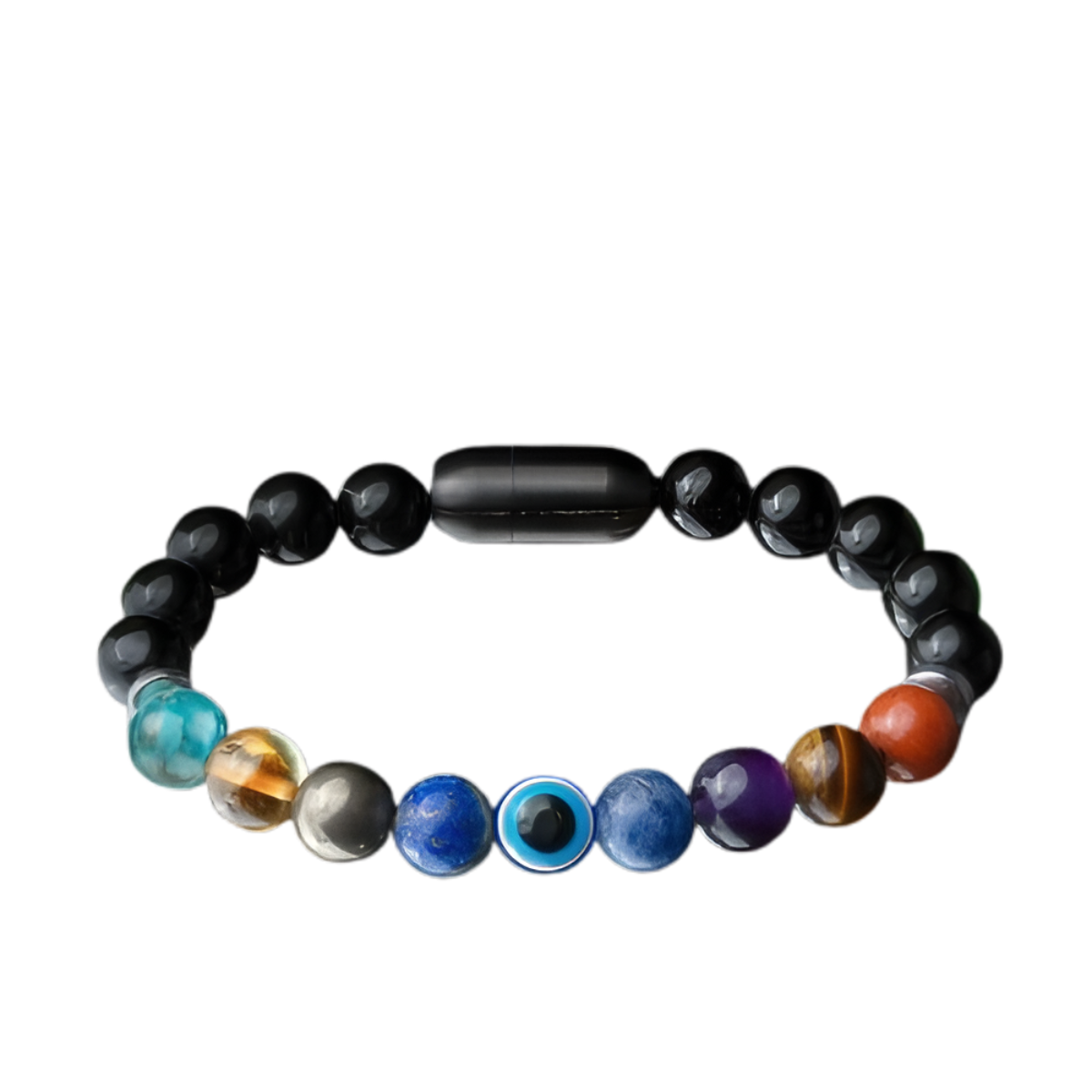 Natural Stone Energy Bracelet with 9 Chakra Beads | Unisex Stretchable Fit