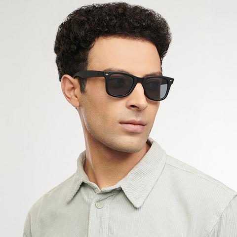 Stylish Black Metal Frame Sunglasses with Protective Case | UV Protection | Unisex | Free Size
