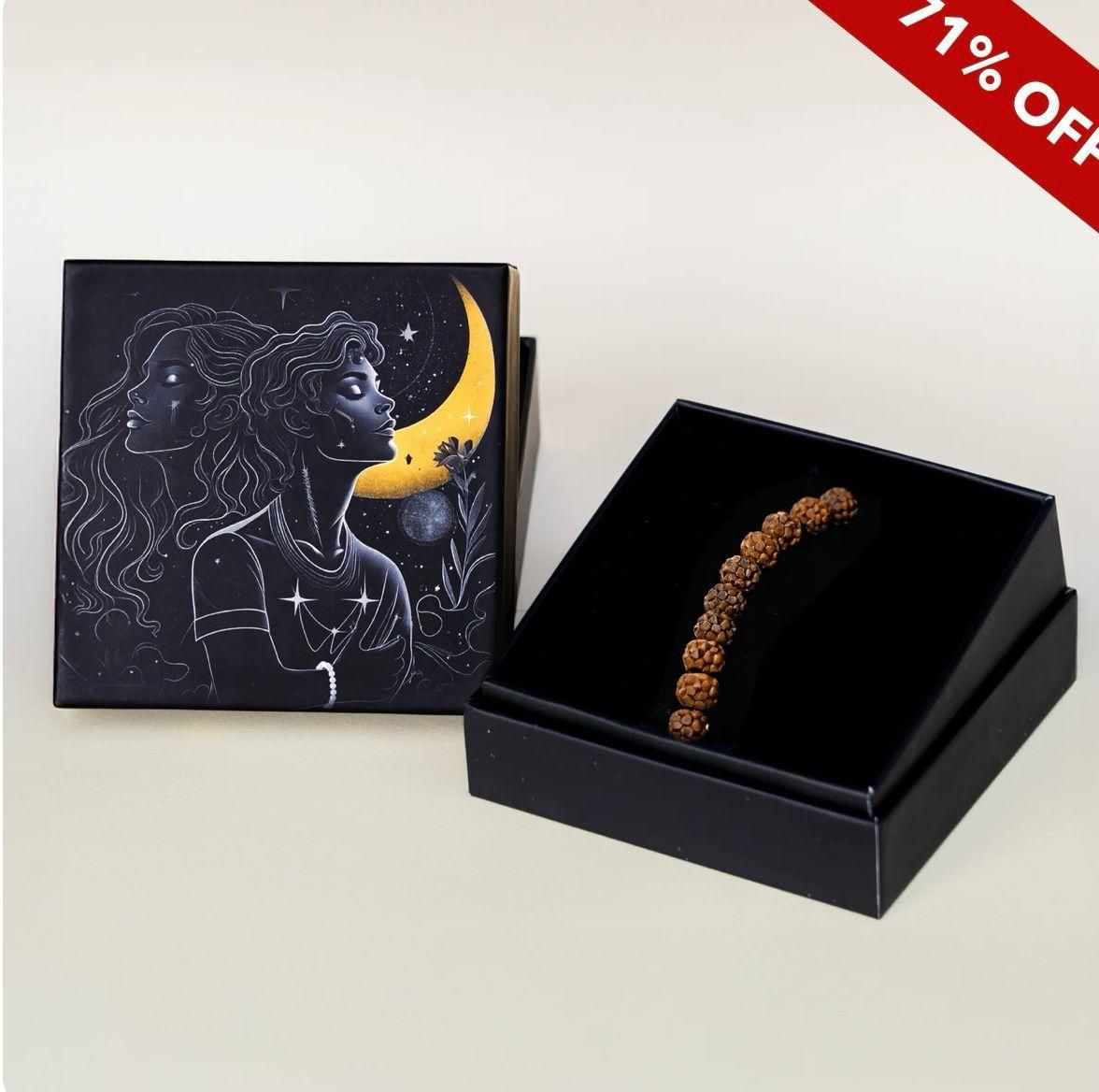 5 Mukhi Rudraksha Spiritual Bracelet | Natural Beads | Unisex | Free Size | Pack of 1