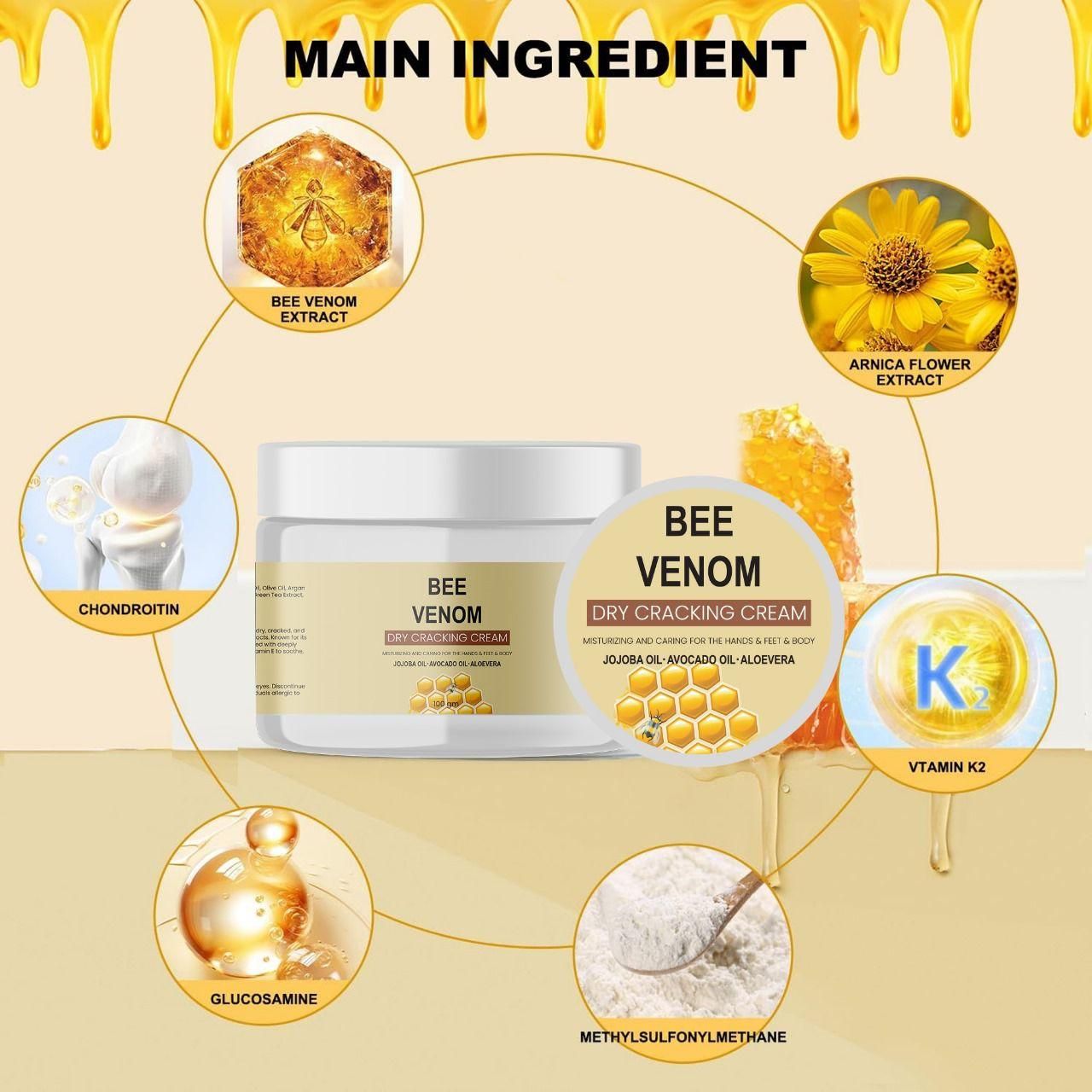 Bee Venom Dry Cracking Cream – 200g (Pack of 2) | Intense Repair for Dry, Cracked Skin