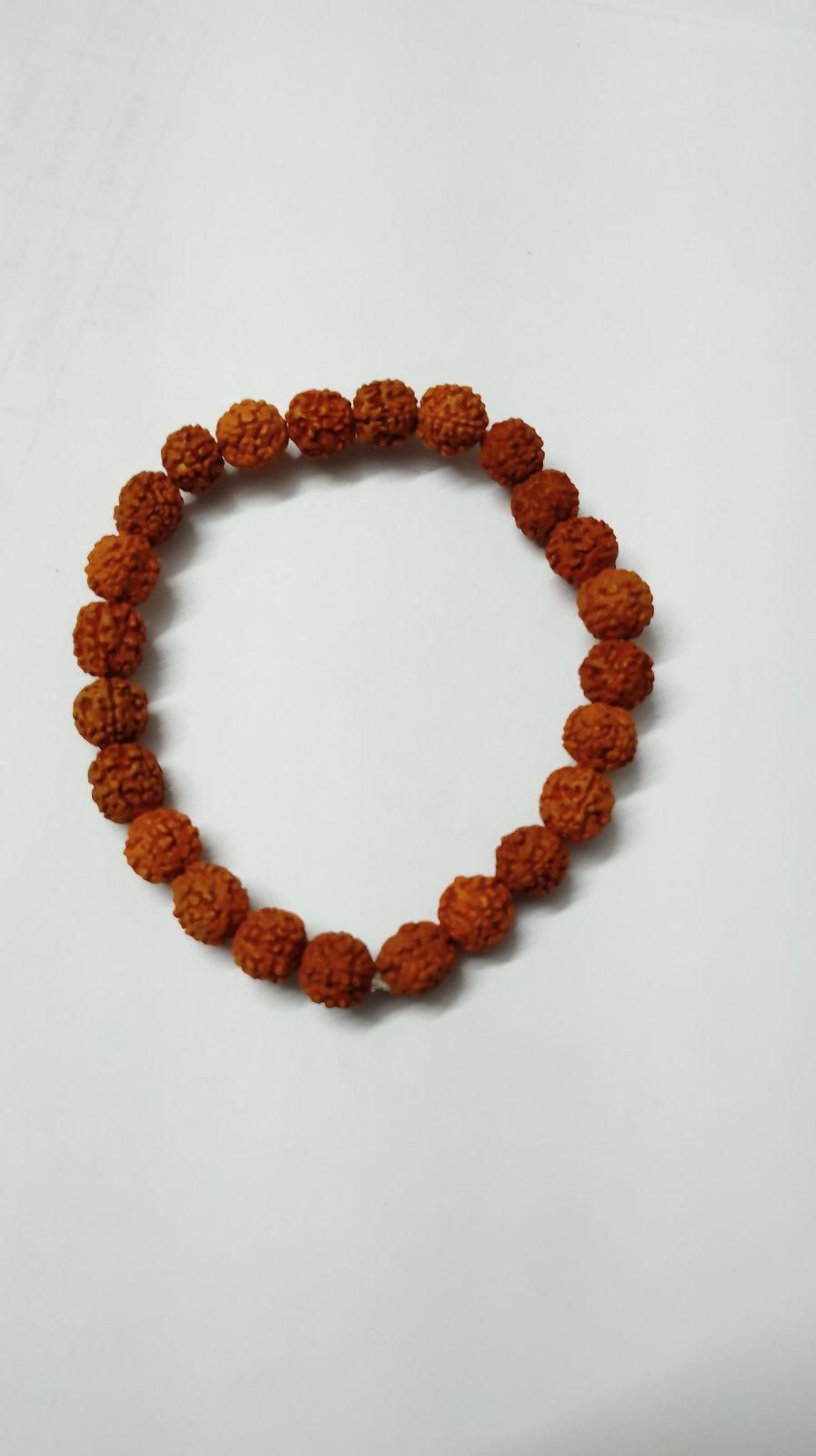 5 Mukhi Rudraksha Spiritual Bracelet | Natural Beads | Unisex | Free Size | Pack of 1
