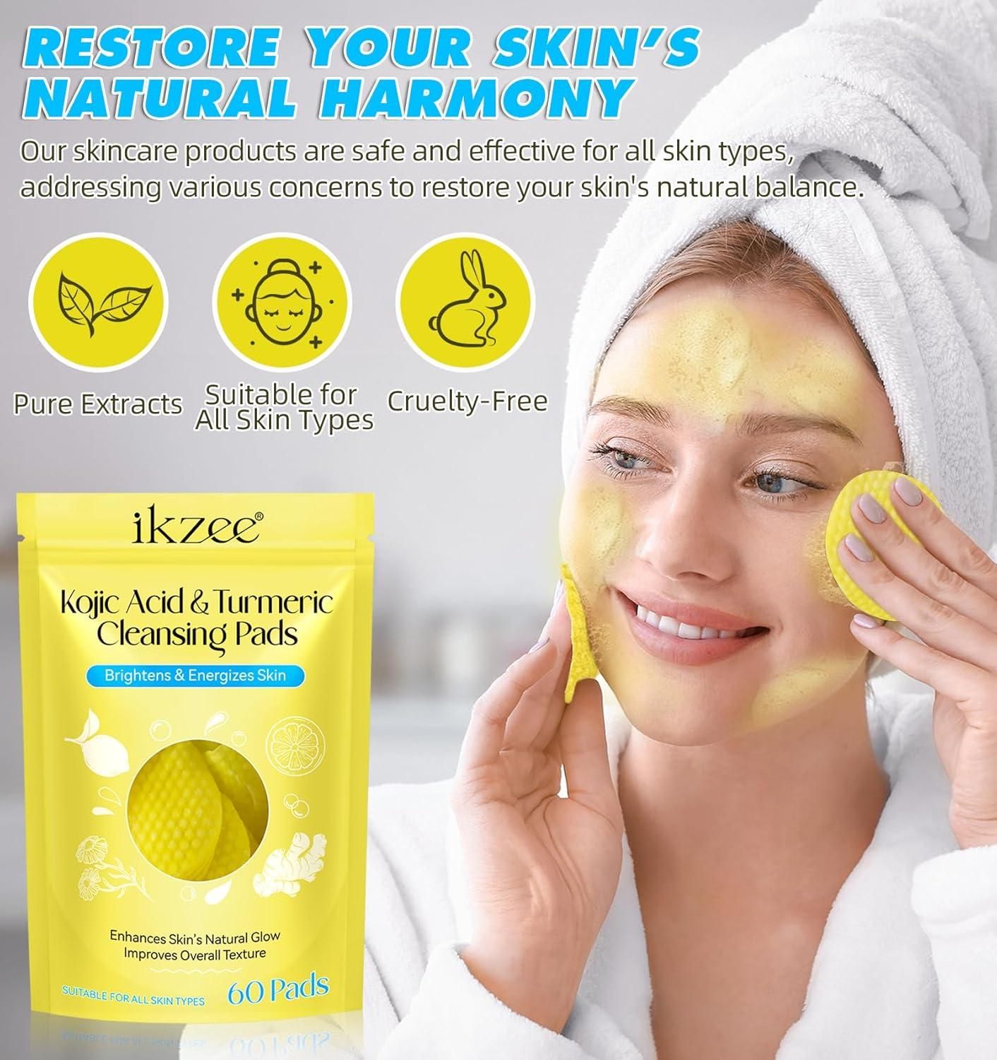 Turmeric Kojic Acid Cleansing Pads – Pack of 20 | Brightening & Deep Cleansing Facial Pads