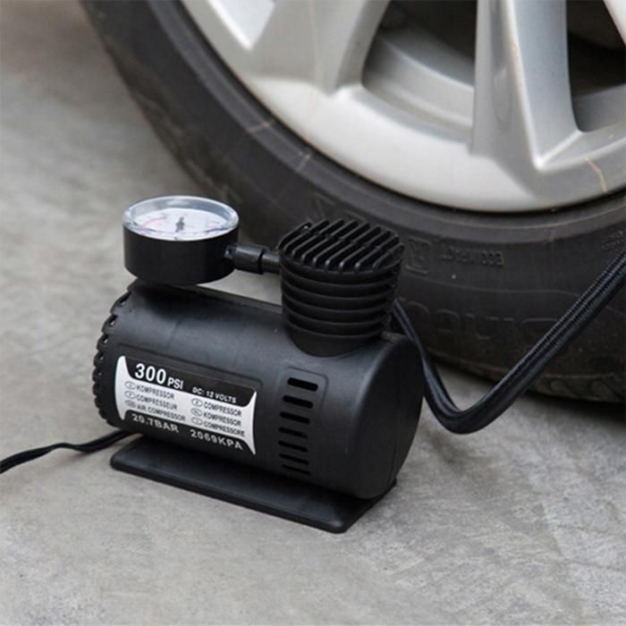 12V Multipurpose Car Air Compressor with Dial Gauge & 3 Nozzles