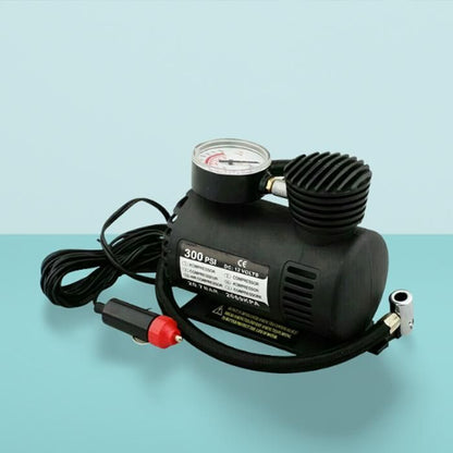 12V Multipurpose Car Air Compressor with Dial Gauge & 3 Nozzles