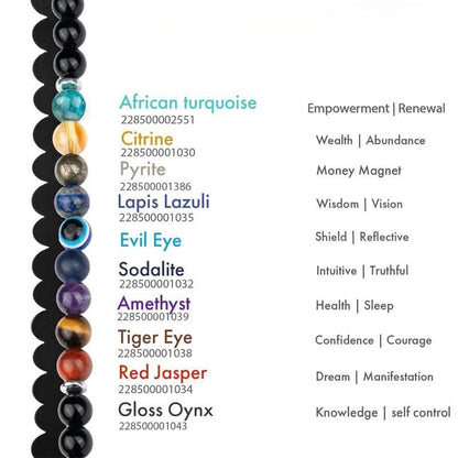 Natural Stone Energy Bracelet with 9 Chakra Beads | Unisex Stretchable Fit
