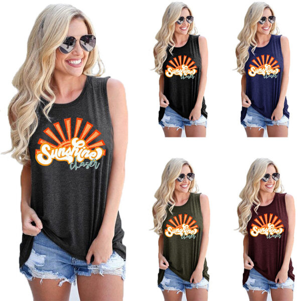 Graphic print sleeveless vest T-shirt