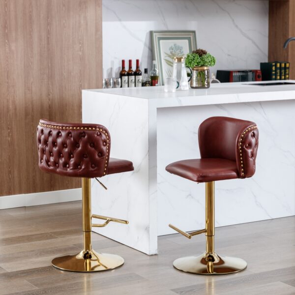 A A Furniture Swivel Barstools Adjustable Height, Modern PU Upholstered Stools